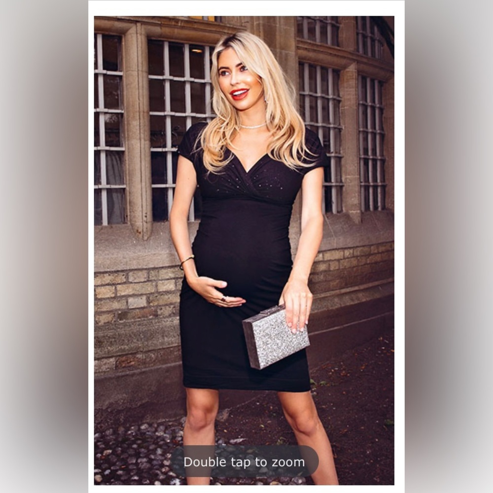 NWT Tiffany Rose Maternity Bardot Night Sky Shift Dress | Black| Size 1 / US 4-6